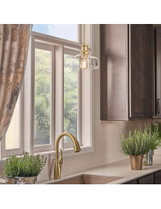 loftlampe pendellampe glas messing spisebord moderne design køkken stue 2