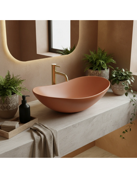 rektangulær håndvask vask bordmonteret bordplade keramik badeværelse