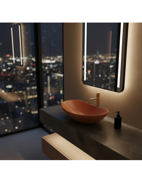 rektangulær håndvask vask bordmonteret bordplade keramik badeværelse