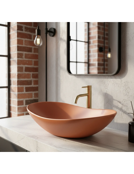 rektangulær håndvask vask bordmonteret bordplade keramik badeværelse