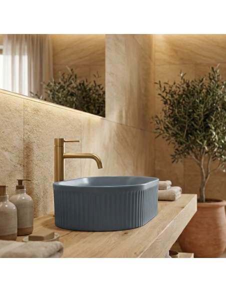 oval håndvask vask bordmonteret bordplade keramik badeværelse