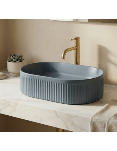 oval håndvask vask bordmonteret bordplade keramik badeværelse