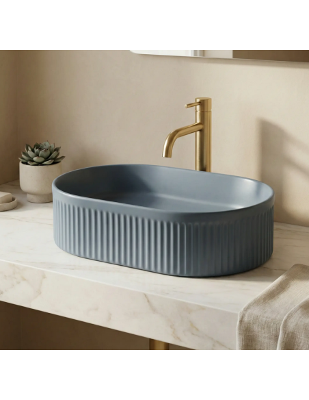 oval håndvask vask bordmonteret bordplade keramik badeværelse