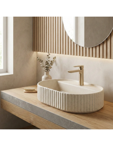 oval håndvask vask bordmonteret bordplade keramik badeværelse marmor