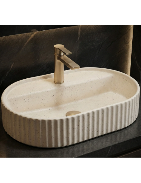 oval håndvask vask bordmonteret bordplade keramik badeværelse marmor