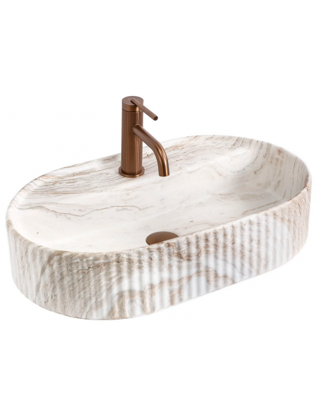 oval håndvask vask bordmonteret bordplade keramik badeværelse marmor sten
