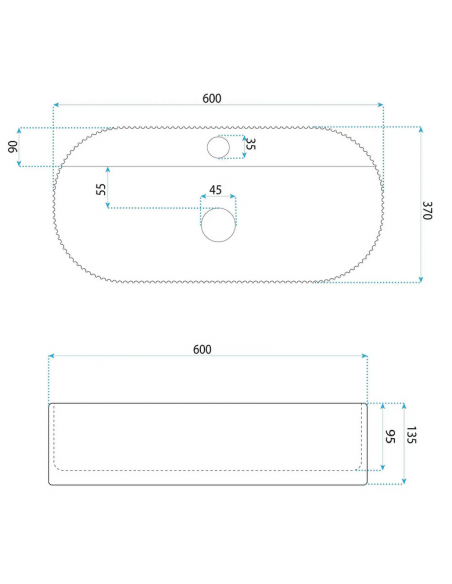 oval håndvask vask bordmonteret bordplade keramik badeværelse marmor sten