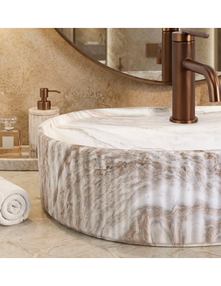 oval håndvask vask bordmonteret bordplade keramik badeværelse marmor sten