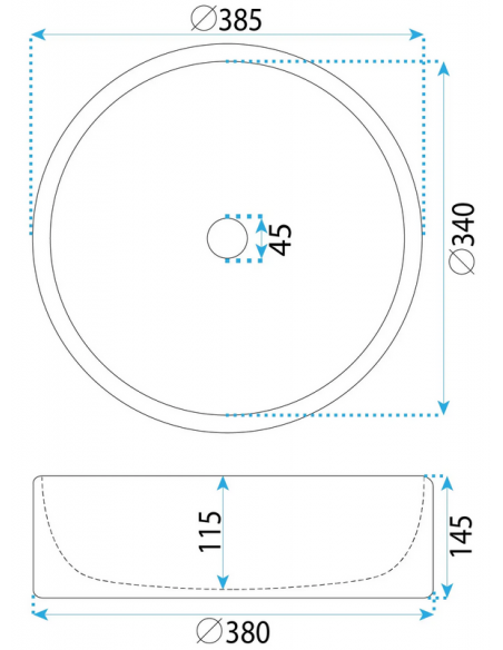 rund håndvask vask bordmonteret bordplade badeværelse grå sten beton