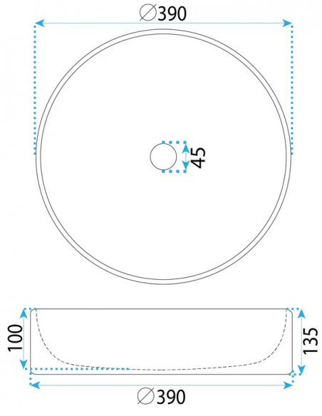 rund håndvask vask bordmonteret bordplade badeværelse hvid sten beton