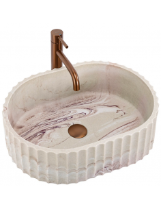 oval håndvask vask bordmonteret bordplade keramik badeværelse marmor beige 2