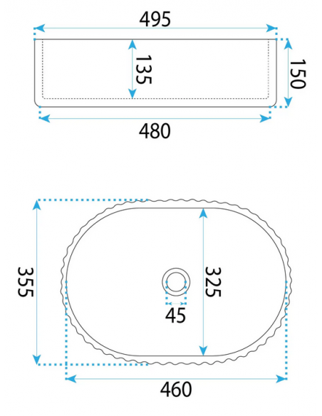 oval håndvask vask bordmonteret bordplade keramik badeværelse marmor beige