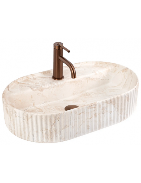 oval håndvask vask bordmonteret bordplade keramik badeværelse marmor sten