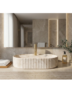 oval håndvask vask bordmonteret bordplade keramik badeværelse marmor sten