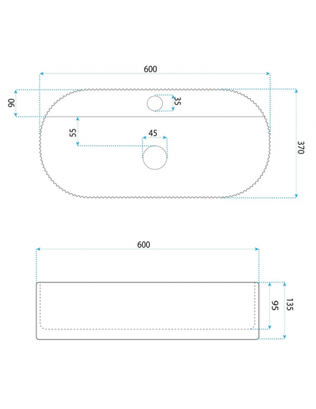 oval håndvask vask bordmonteret bordplade keramik badeværelse marmor sten