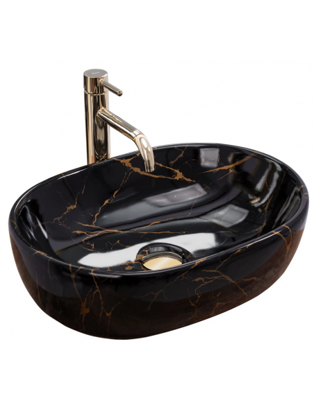 oval håndvask vask bordmonteret bordplade keramik badeværelse marmor sten
