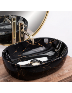 oval håndvask vask bordmonteret bordplade keramik badeværelse marmor sten 2