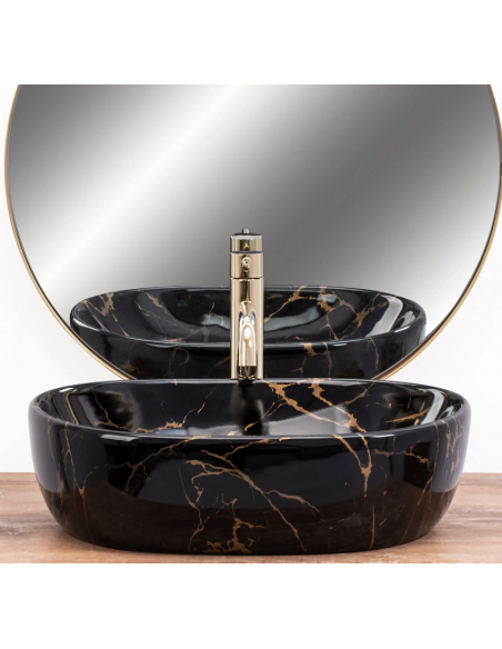 oval håndvask vask bordmonteret bordplade keramik badeværelse marmor sten