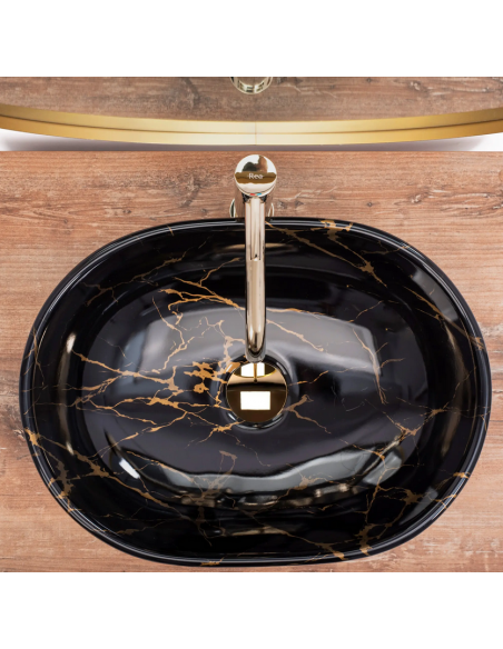 oval håndvask vask bordmonteret bordplade keramik badeværelse marmor sten