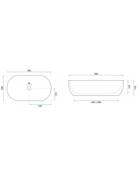 oval håndvask vask bordmonteret bordplade keramik badeværelse marmor sten
