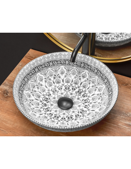 rund håndvask vask bordmonteret bordplade badeværelse hvid