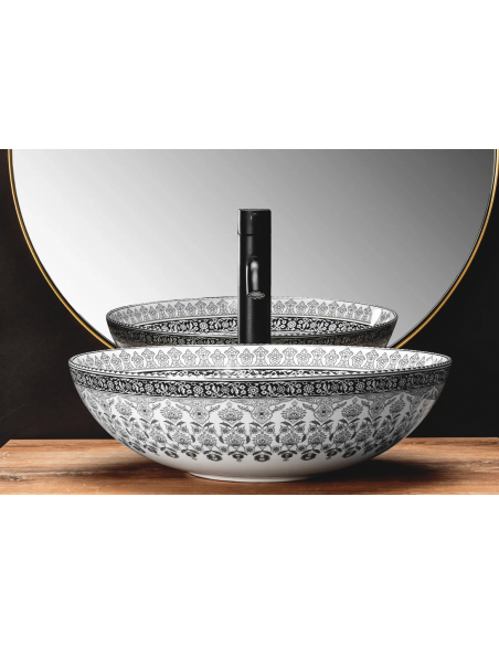 rund håndvask vask bordmonteret bordplade badeværelse hvid