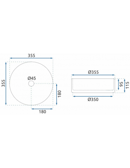 rund håndvask vask bordmonteret bordplade badeværelse sort glas