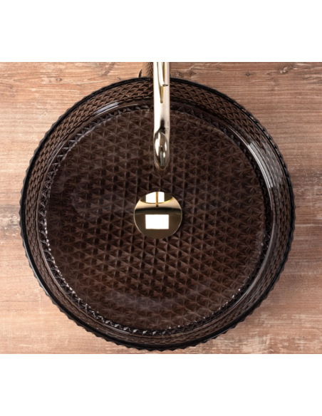 rund håndvask vask bordmonteret bordplade badeværelse sort glas