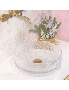 rund håndvask vask bordmonteret bordplade badeværelse glas 2