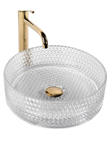 rund håndvask vask bordmonteret bordplade badeværelse glas