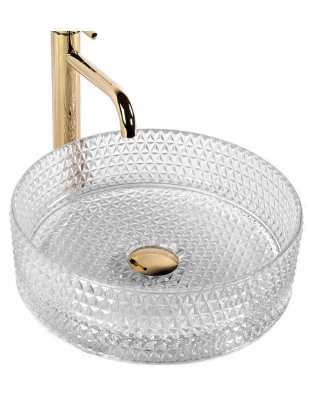 rund håndvask vask bordmonteret bordplade badeværelse glas