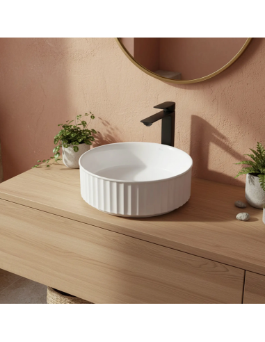 rund håndvask vask bordmonteret bordplade badeværelse keramik hvid porcelæn