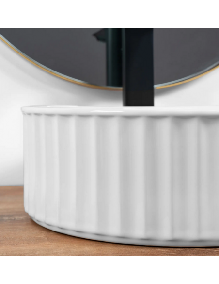 rund håndvask vask bordmonteret bordplade badeværelse keramik hvid porcelæn