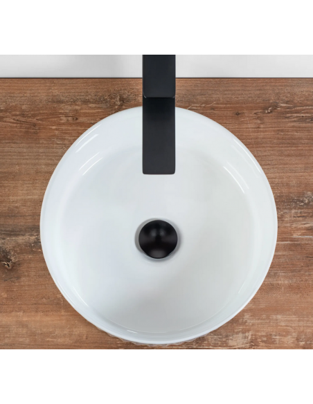 rund håndvask vask bordmonteret bordplade badeværelse keramik hvid porcelæn