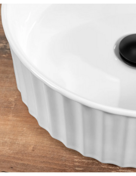 rund håndvask vask bordmonteret bordplade badeværelse keramik hvid porcelæn