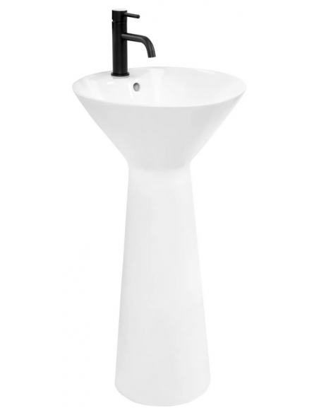 rund håndvask vask gulvmonteret gulv badeværelse keramik hvid porcelæn