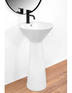 rund håndvask vask gulvmonteret gulv badeværelse keramik hvid porcelæn 2