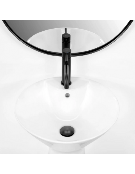 rund håndvask vask gulvmonteret gulv badeværelse keramik hvid porcelæn