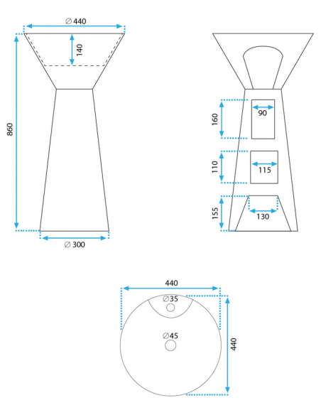 rund håndvask vask gulvmonteret gulv badeværelse keramik hvid porcelæn