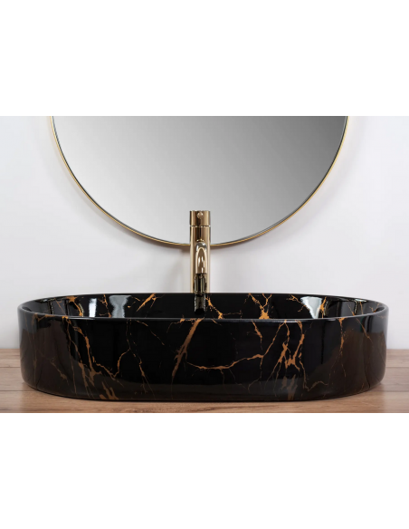 oval håndvask vask bordmonteret bordplade keramik badeværelse marmor sten