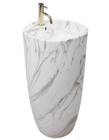 rund håndvask vask gulvmonteret gulv badeværelse keramik hvid porcelæn marmor