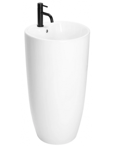 rund håndvask vask gulvmonteret gulv badeværelse keramik hvid porcelæn