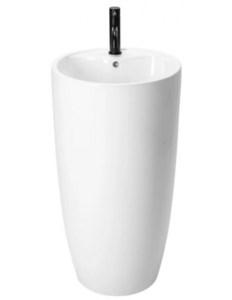 rund håndvask vask gulvmonteret gulv badeværelse keramik hvid porcelæn