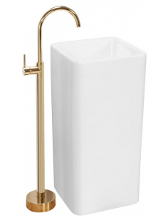 firkantet håndvask vask gulvmonteret gulv badeværelse keramik hvid porcelæn