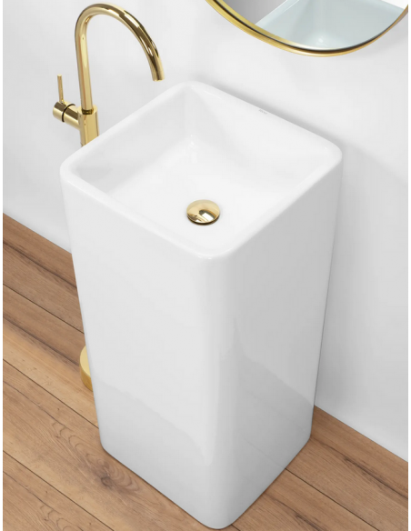 firkantet håndvask vask gulvmonteret gulv badeværelse keramik hvid porcelæn