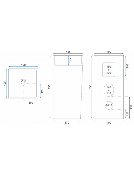 firkantet håndvask vask gulvmonteret gulv badeværelse keramik hvid porcelæn