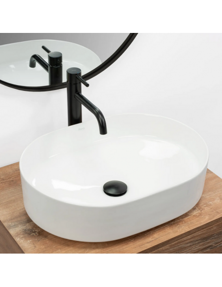 håndvask vask bordmonteret bordplade keramik badeværelse oval hvid