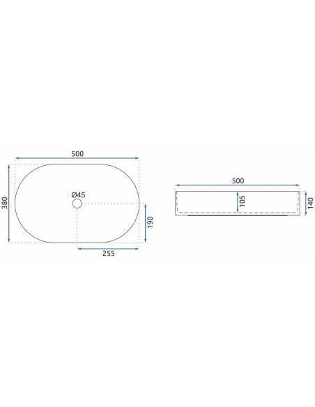 håndvask vask bordmonteret bordplade keramik badeværelse oval hvid