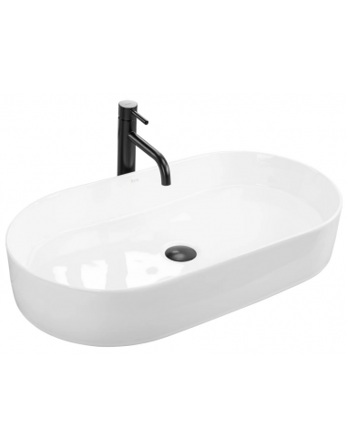 håndvask vask bordmonteret bordplade keramik badeværelse oval hvid