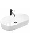 Bordmonteret oval håndvask i keramik 71 x 38,5 cm - Hvid